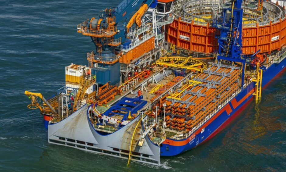 FibreFlex, Balmoral's patented cable protection system, under installation in the North Sea. Image: Balmoral Group.