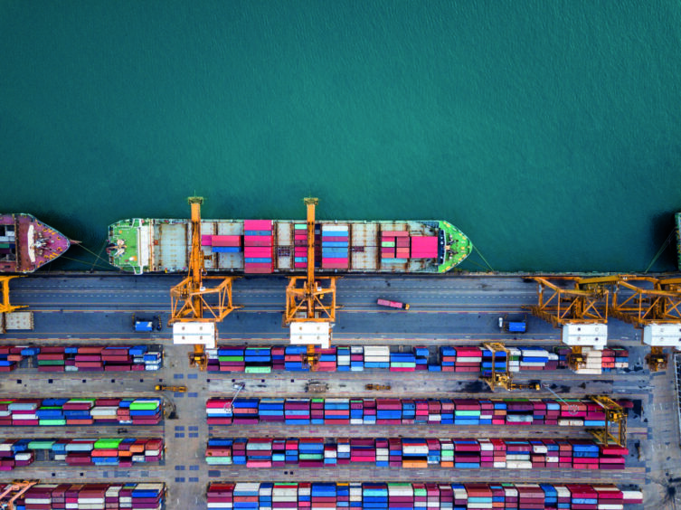 Cargo ship in dock