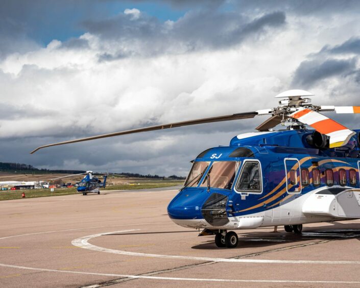 Offshore Helicopter Services UK aircraft in Dyce. Supplied by OHS.