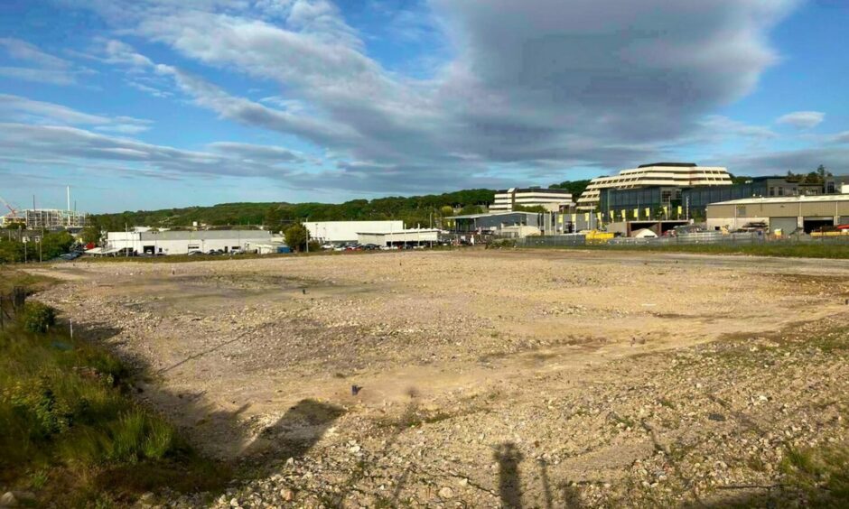 You can see the Shell HQ in the background of this image of the Tyseal site from last summer. Image: Ben Hendry/DC Thomson.
