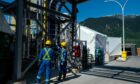 Workers at a carbon capture facility in Squamish, British Columbia.