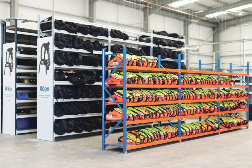 Dräger's warehouse filled with a plethora of equipment for hire