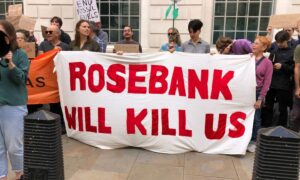 Protests by Fossil Free London against the Rosebank field approval.