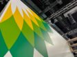 BP logo on a banner at Offshore Europe 2023. P&J Live.