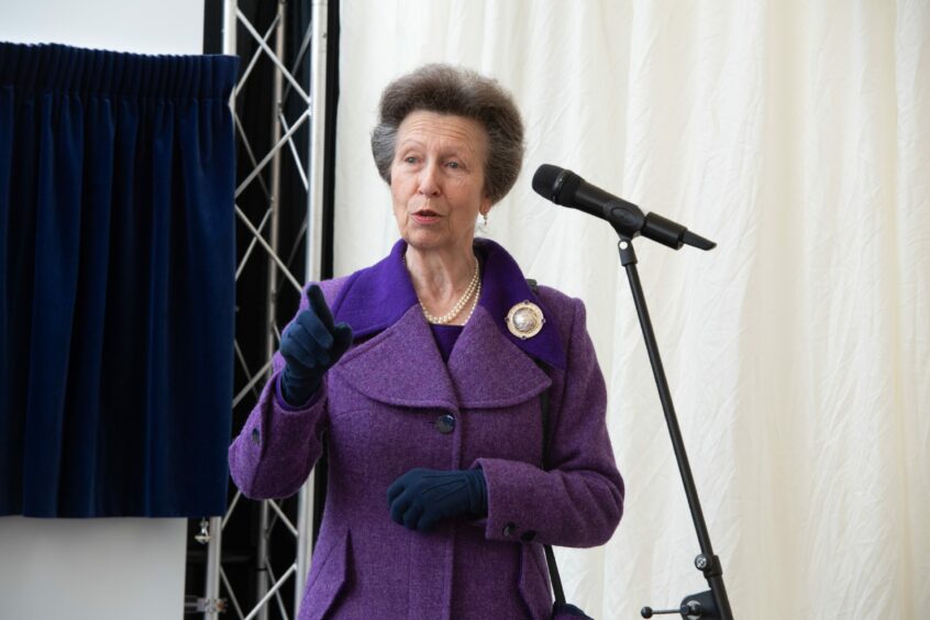 Princess Anne speaking at the opening of the Aberdeen South Harbour. 
Friday, September 2nd, 2023, Image: Kenny Elrick/DC Thomson