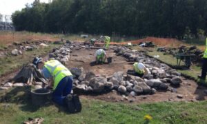 Archaeologists at work in 2014 found the remains of a 14-15th Century medieval farm building and numerous pieces of ancient pottery in the area of the proposed hydrogen production facility near Kintore.