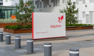 The Equinor sign at its headquarters in Fornebu near Oslo, Norway.