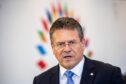 File photo of EU Commission Vice President Maros Sefcovic talks to the media as he arrives for the European Affairs Ministerial Meeting in Prague, Czech Republic, 15 July 2022.