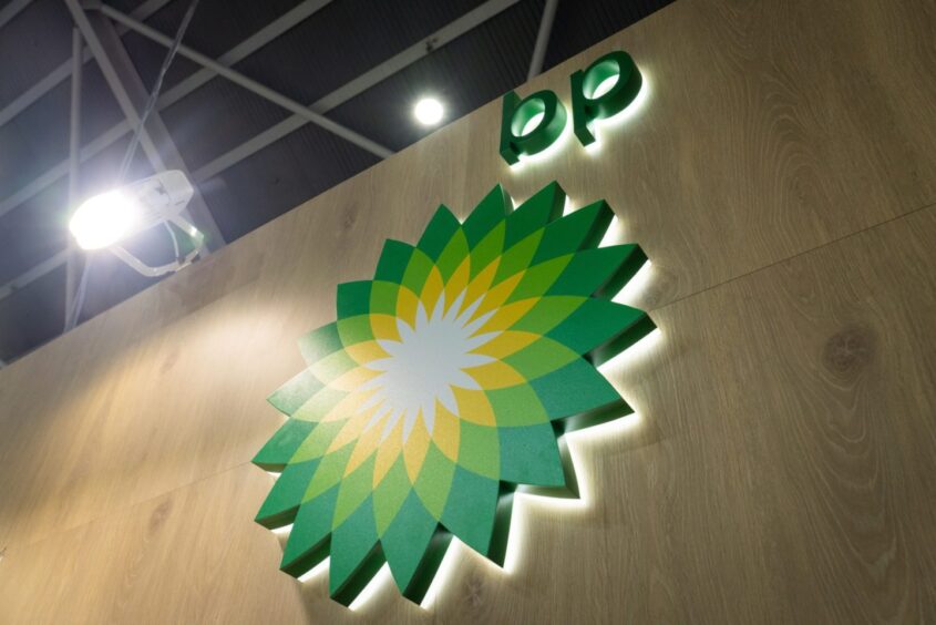 Signage for BP at the company's booth during the Gastech Exhibition & Conference in Singapore, on Tuesday, Sept. 5, 2023.