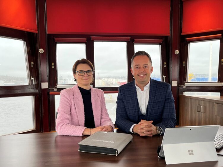 Seacroft Marine Consultants new joint owners, Michael Cowlam and Magdalena Pierce in the landmark Roundhouse. Footdee, Aberdeen.
