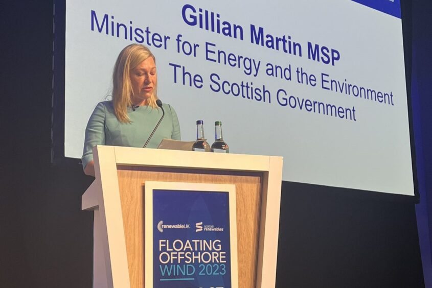 Energy minister Gillian Martin addresses the Floating Offshore Wind conference.. Aberdeen.