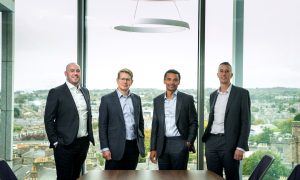 Ross McPherson of Worley, Guy Appleton and Nathan Morgan of Kellas Midstream, Phil Ingram of Johnson Matthey