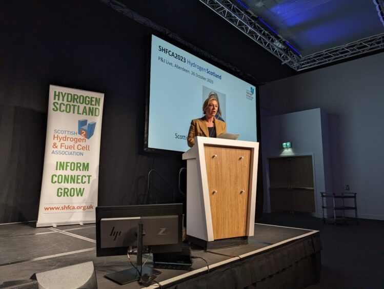 Scottish Government energy minister Gillian Martin at the Scottish Hydrogen and Fuel Cell Association's Hydrogen Scotland conference.