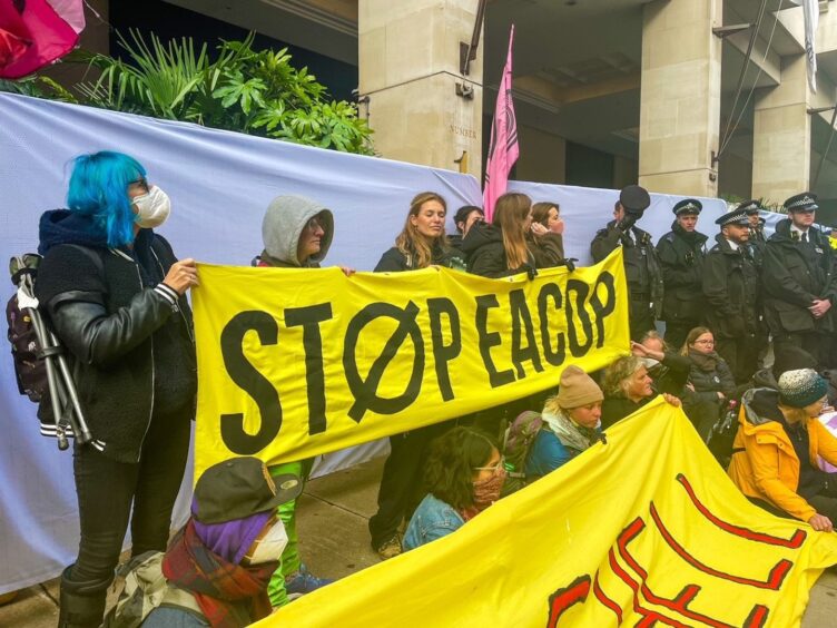 Stop EACOP protest at Energy Intelligence Forum