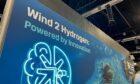 NZTC 'wind to hydrogen' sign at Floating Offshore Wind 2023. PJ Live.