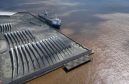 Wind turbine blades dockside at the Siemens Gamesa factory in Hull, UK.