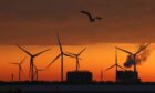 Onshore wind turbines in Wilhelmshaven, Germany.