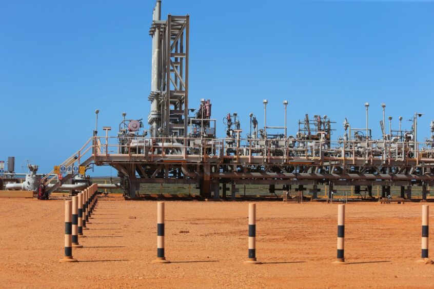 The CO2 injection drill and well center at the Gorgon liquefied natural gas (LNG) and carbon capture and storage (CCS) facility, operated by Chevron Corp., on Barrow Island, Australia, on Monday, July 24, 2023. Chevron received approval to develop the site into a major liquefied natural gas export facility on the basis they could capture and store 80% of the CO2 mixed in with the fuel, instead of releasing it.