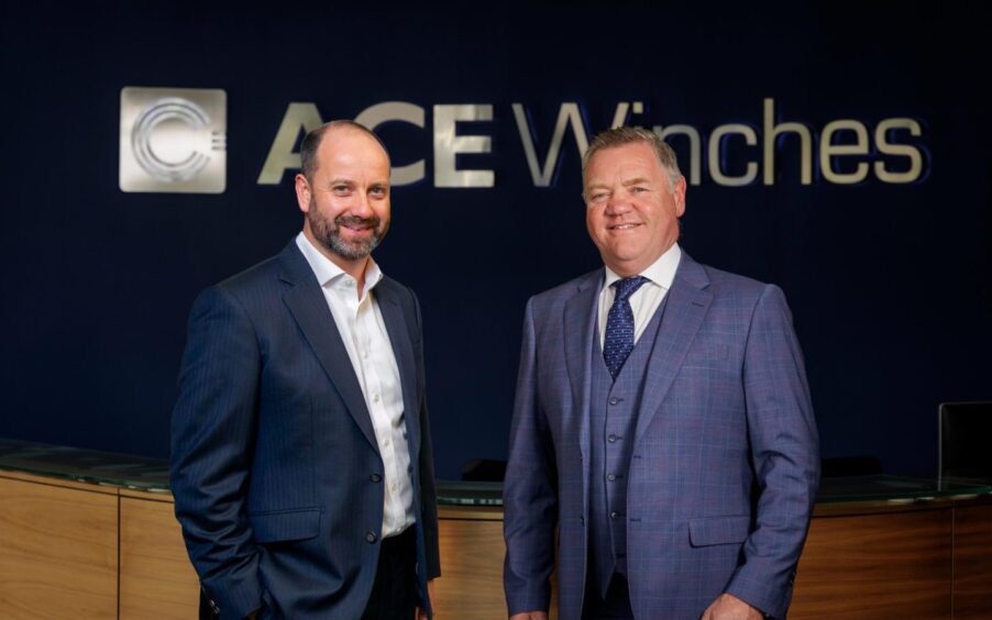 Ashtead Technology chief executive, Allan Pirie with founder and chairman of ACE Winches Alfie Cheyne.