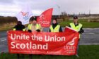 Picket line outside St Fergus gas terminal. Image: Darrell Benns/DC Thomson