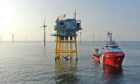 Bluestream Offshore vessel ROVSV Vos Sugar completing work at the Gemini Offshore Wind Farm in the Netherlands North Sea.