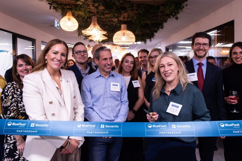 (Front left to right) Susie Lind, MD, BlueFloat Energy | Renantis Partnership, Gillian Martin MSP, Minister for Energy and the Environment.. Edinburgh.