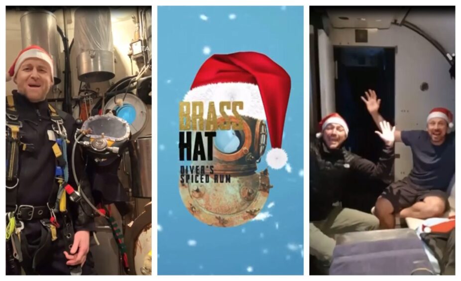 Brass Hat divers in saturation 'Wish it could be Christmas everyday' in the North Sea
