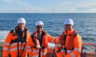 Flintstone Technology team including founder and managing director Andrew Clayson (right) at the Kincardine floating wind farm off Aberdeen.