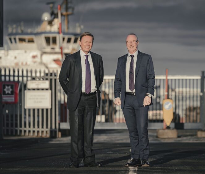 Forth Ports Group CEO Charles Hammond (left) and COO Stephen Wallace at the Port of Leith.