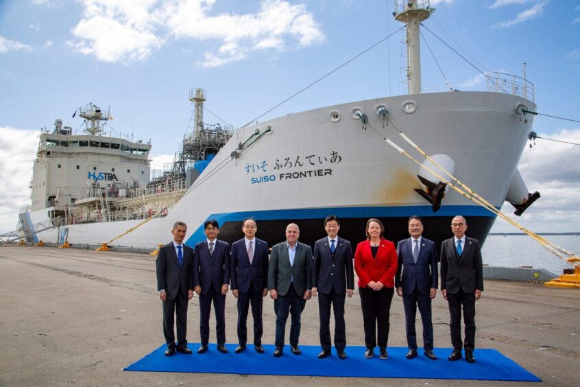 The Suiso Frontier vessel in Australia, where Japan is planning a liquefied hydrogen plant for exports.