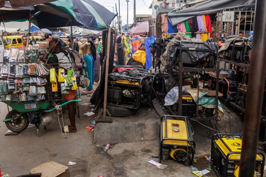 Diesel generators for power outages, at a market in Lagos, Nigeria, on Tuesday, Oct. 3, 2023.