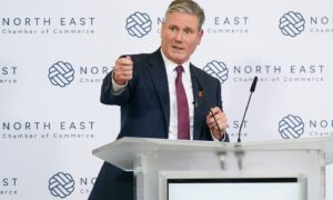 Keir Starmer, leader of the Labour Party, delivers a speech an event hosted by the North East Chamber of Commerce in Wynyard Hal in Stockton On Tees, UK, on Friday, Nov. 3, 2023. Starmer vowed to “kick-start a big build” across the UK, setting out his Labour Party’s economic priorities as a counterpoint to the government’s King’s Speech next week after weeks of media scrutiny over internal tensions triggered by the Israel-Hamas conflict. Photographer: Ian Forsyth/Bloomberg