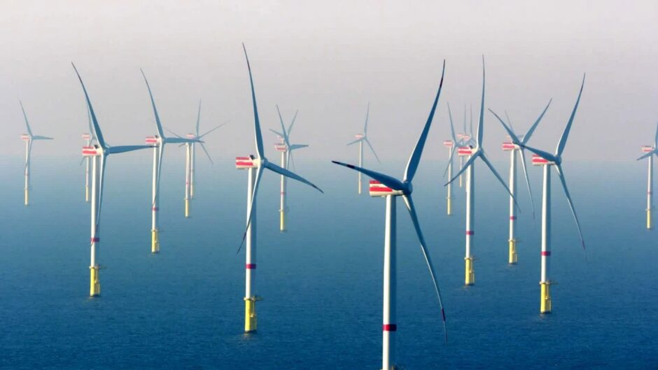 A visualisation of a planned BP wind farm in the Irish Sea.