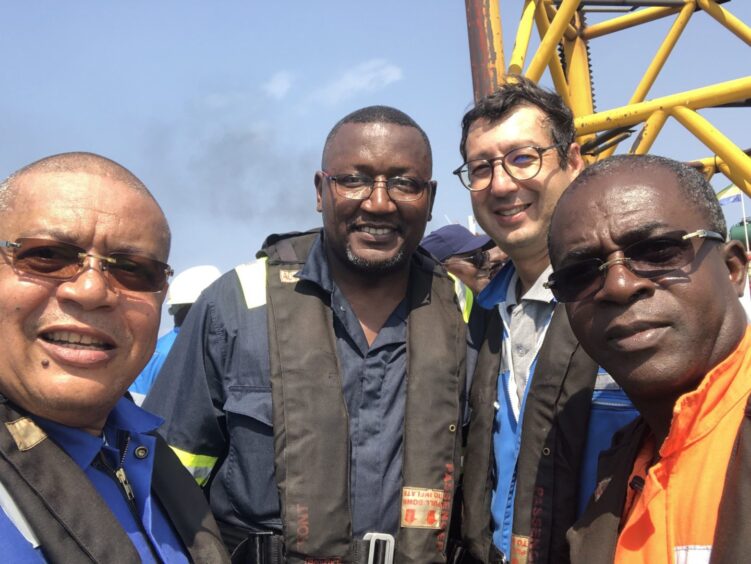 Perenco and Tullow officials with Gabon's oil minister