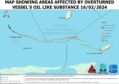 Map of the oil slick offshore Trinidad and Tobago extending towards Venezuela