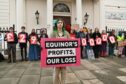 London protestors target Norwegian embassy following Equinor results Picture shows; Protestors gather outside the Norwegian embassy in London following the release of Equinor's 2023 results. Belgrave Square, London. Supplied by Uplift/Stop Rosebank Date; 07/02/2024