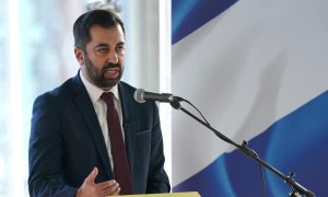 First Minister of Scotland and SNP leader Humza Yousaf delivers a speech on the future of Scotland's Energy Sector and the UK general election, at His Majesty's Theatre, in Aberdeen. Image: Andrew Milligan/PA Wire