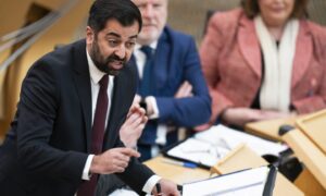 Scotland's First Minister Humza Yousaf during First Minster's Questions (FMQ's) at the Scottish Parliament in Holyrood, Edinburgh. Thursday February 22, 2024.