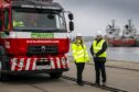 Belle Sierina, environmental manager at Port of Aberdeen and Neil Sharp, managing director at EIS Waste Services.