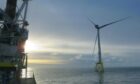 One of the 100 turbines making up the giant Moray East wind farm in the Cromarty Firth. Image: Offshore Winds.