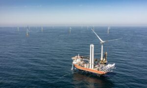 Installation of the final turbine at the Seagreen offshore wind farm in 2023.