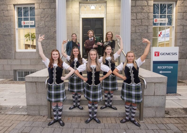 Highland dancers at the opening of the new Genesis Energies office in Aberdeen.