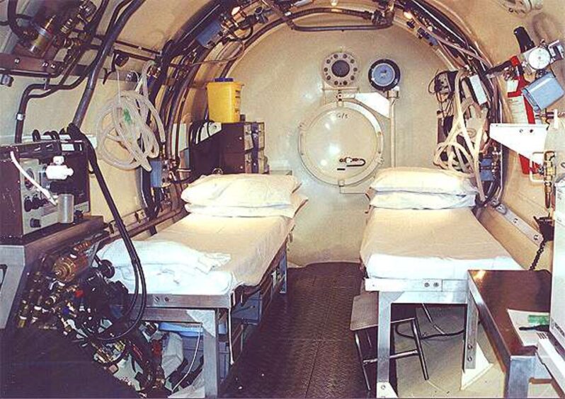 Inside the Aberdeen hyperbaric chamber, supplied by NHS Grampian.