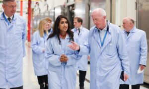 UK energy secretary Claire Coutinho (centre right) during a visit to Urenco in Cheshire.