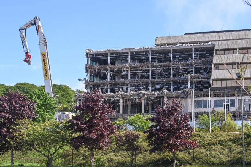 Work on the Aberdeen Shell demolition is continuing apace as these images show.