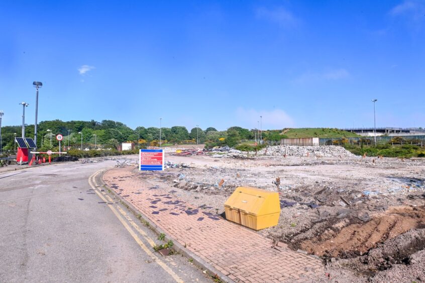 Meanwhile, the entrance to the Shell site is barely recognisable.