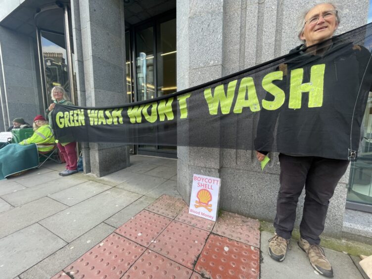 Extinction Rebellion Scotland protesters outside Shell office in Aberdeen