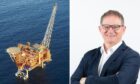 Newly appointed PDi Ltd projects director Richard Leetham (right) and the Angel platform off the coast of Australia (left).