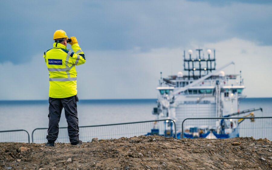 Noss Head near Caithness, where the Shetland interconnector cable will connect power from the Viking Energy wind farm to the UK grid.
