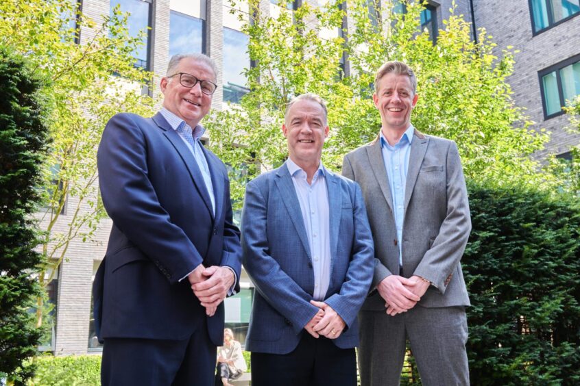 l-r Glacier chairman Nick Horler. chief executive Scott Martin and chief financial officer Mark Ritchie. Image: BGF